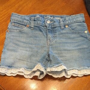 Cat & Jack Light Blue Jean Shorts with Eyelet Trim